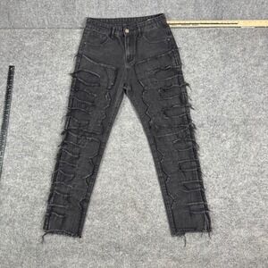 Unbranded Jeans Mens Size 32 Distressed Patchwork Frayed Viscose Streetwear